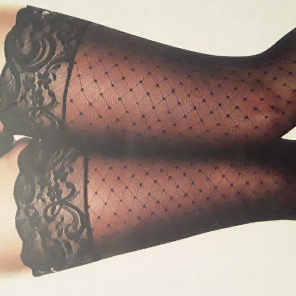 NWT Baci Queen Size Sexy Black  Lace Top Dot Thigh Highs Afterdark By Baci - Picture 10 of 10
